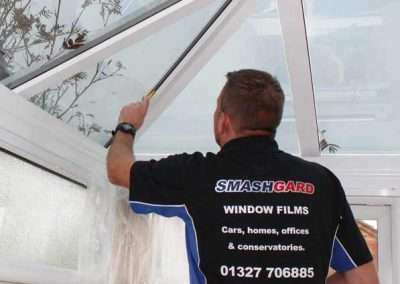 Darren installing glass roof window film