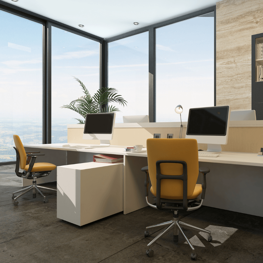 work station with commercial windown film work station with commercial window film